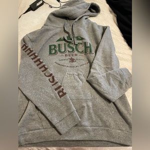 Busch hoodie with drink holder.